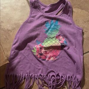 The Children's Place Purple Tank Top with Pineapple and Floral Design